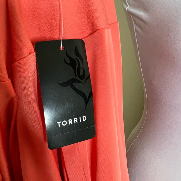 Torrid Cut Away Blazer 3X Womens Porcelain Rose Open Work Office Chic Plus Size - Picture 9 of 12